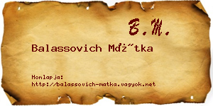 Balassovich Mátka névjegykártya